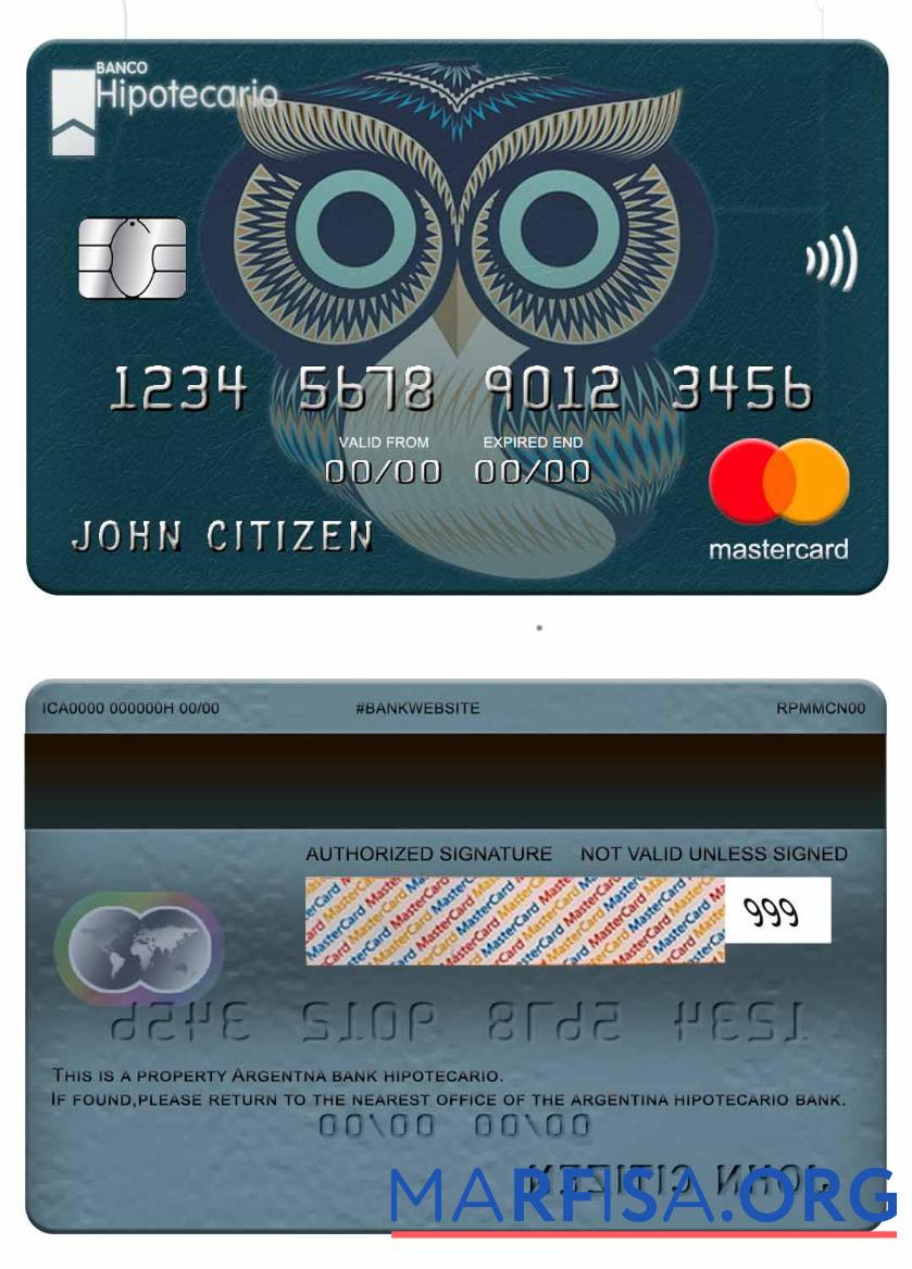 Downloadable Argentina Hipotecario Bank mastercard example